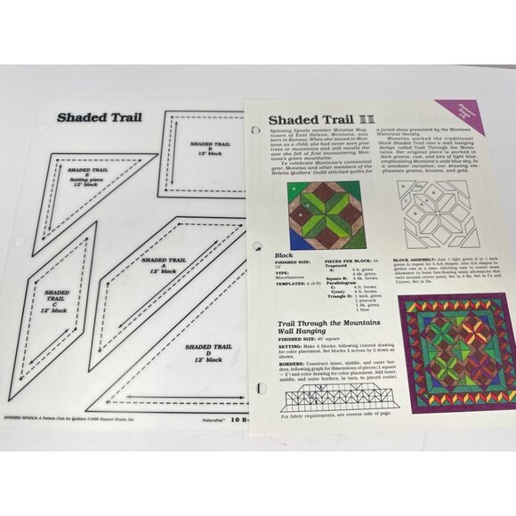 Lot 6 Quilt Patterns Pioneer Days Spinning Spools With Mylar Templates Sewing - Picture 7 of 7